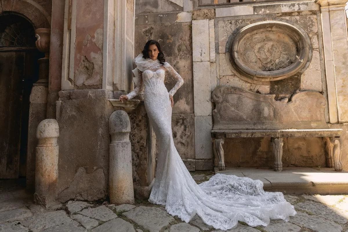 Italian lace wedding gown by Mayller Bridal