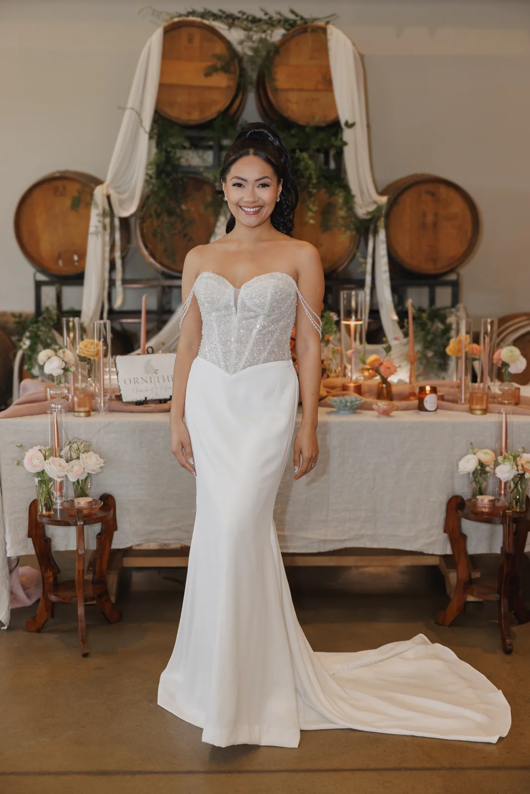 Romantic ballgown wedding dress with long train